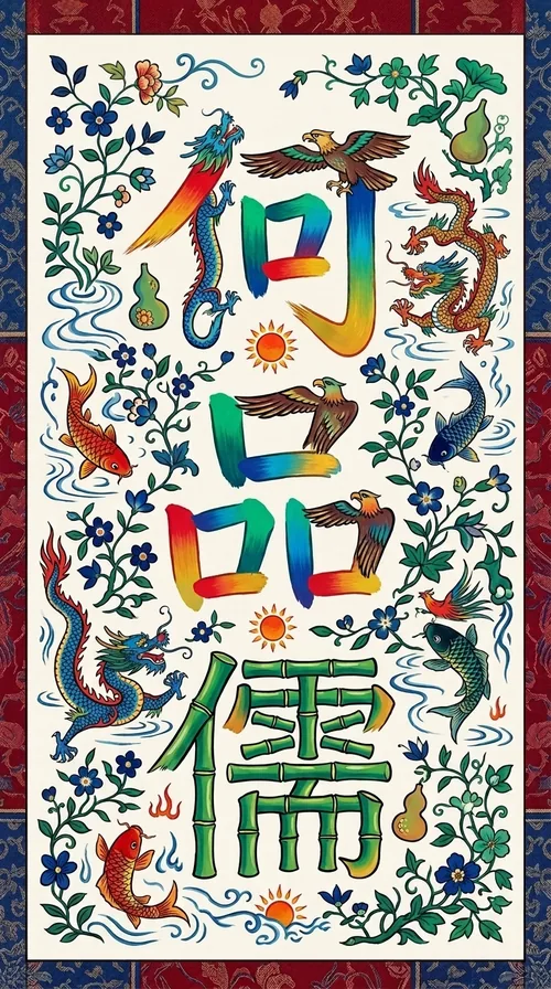 何品儒・開運花鳥字